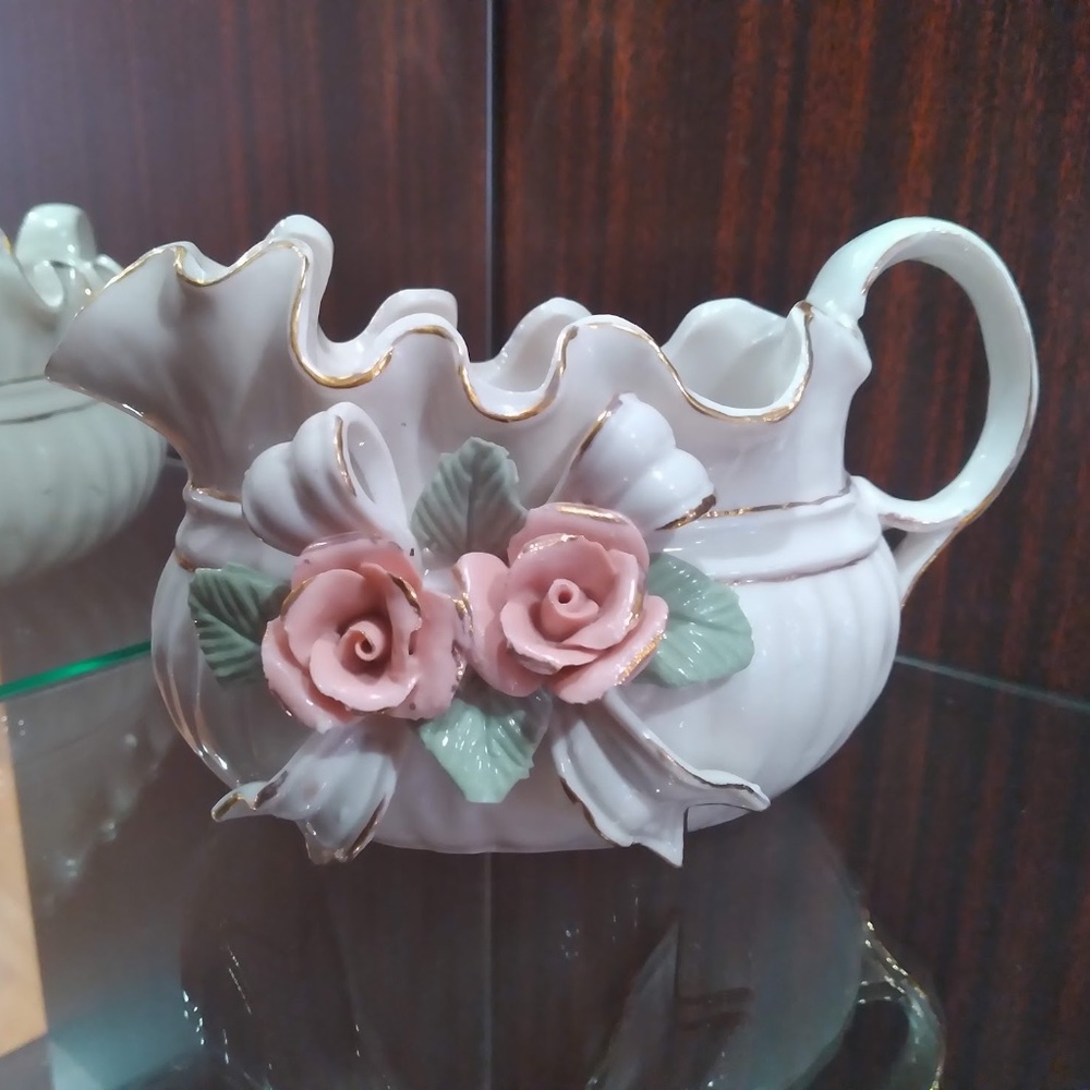 Handmade Ceramic/Porcelain Milk Jug with Flowers